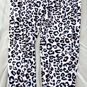 Comfy cropped light pink leopard velour sweatpants